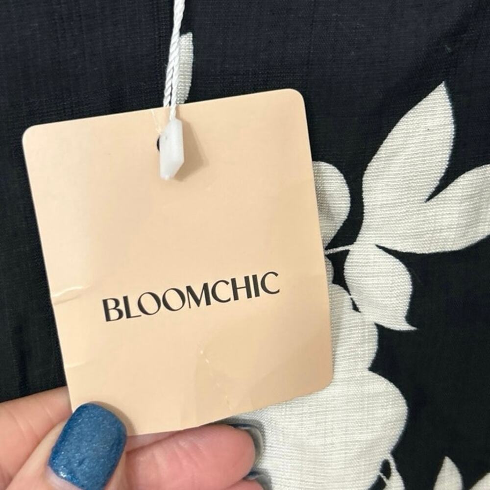 Bloomchic Cottagecore Floral Tiered Midi Dress Black White Pockets Plus NWT 2X - Picture 11 of 13